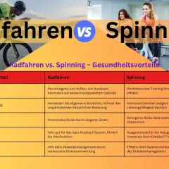 Vergleich von Radfahren und Spinning: Was ist Spinning? Tabelle vergleicht Gesundheitsvorteile wie Ausdauer, Leistung, Herzgesundheit und Diabetesmanagement.