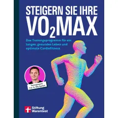 Buchcover: "Steigern Sie Ihre VO2max" mit einem Läufer aus Pixeln. Ein Trainingsprogramm für ein langes, gesundes Leben.