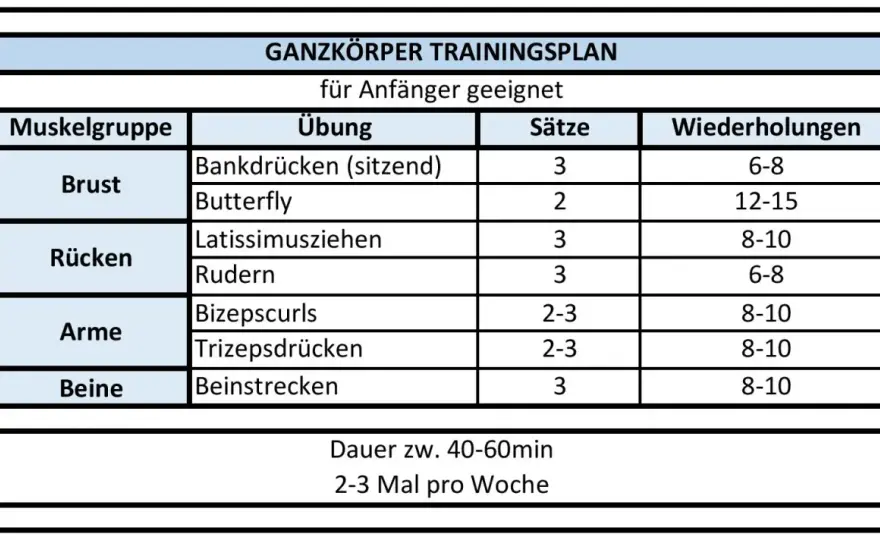 3-Tage-Trainingsplan für Muskelaufbau und Kraft