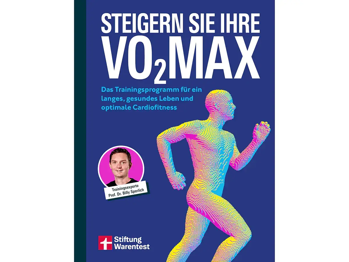 Buchcover: "Steigern Sie Ihre VO2max" mit einem Läufer aus Pixeln. Ein Trainingsprogramm für ein langes, gesundes Leben.